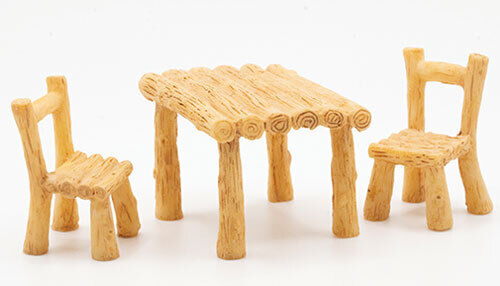 Dollhouse Miniature Tiny 3 Piece Table and Chair Set, Resin