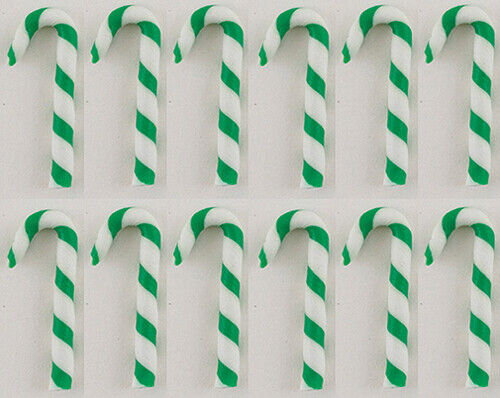 Dollhouse Miniature White/Green Candy Canes 12 Pieces