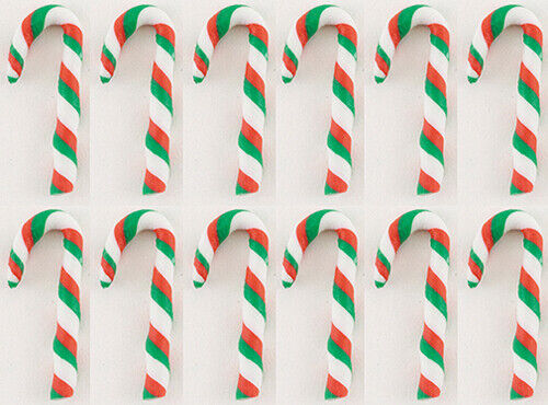 Dollhouse Miniature Red/White/Green Candy Canes 12 Pieces
