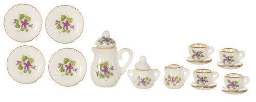 Dollhouse Miniature Floral China Set of 17