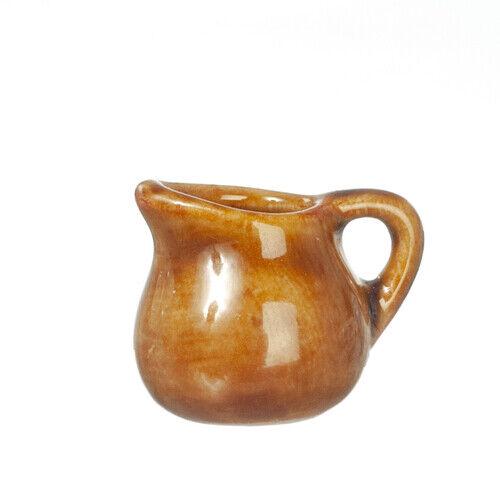 Dollhouse miniature brown ceramic pitcher