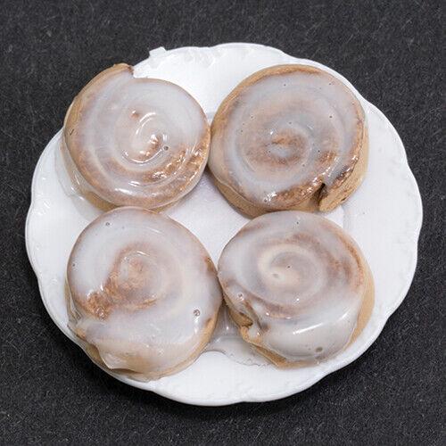 Dollhouse miniature cinnamon rolls on a plate
