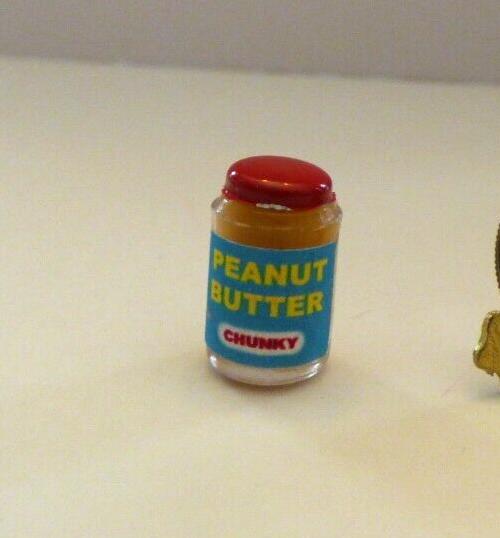 Dollhouse miniature jar of chunky peanut butter - handcrafted