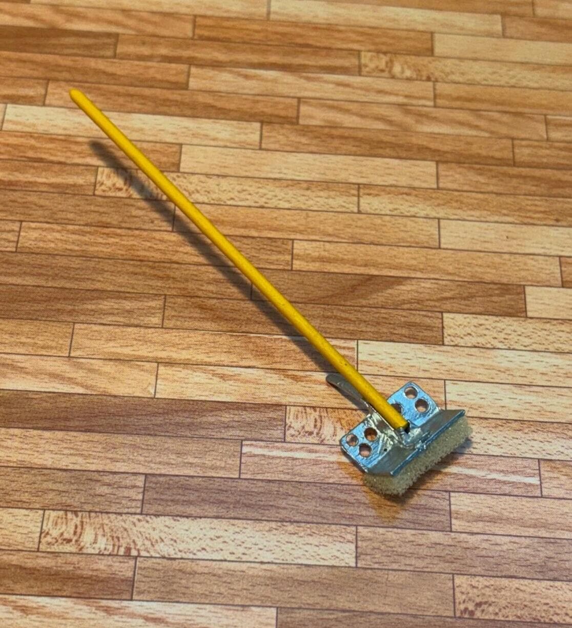 Dollhouse miniature mop, squeege with wood handle