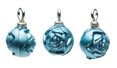 Dollhouse miniature turquoise rose ornaments set of 3