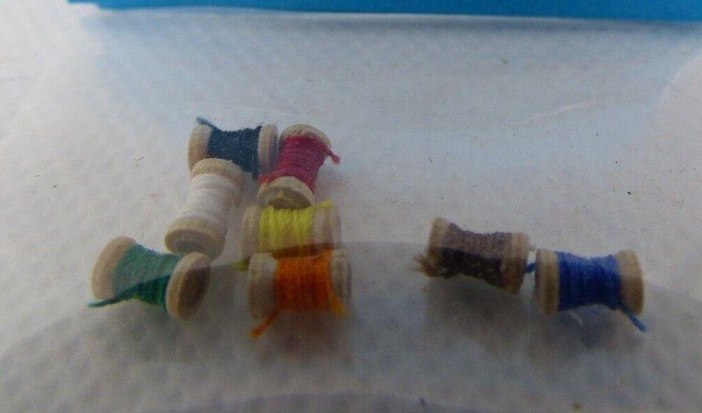 Dollhouse miniature spools of thread, set of 8