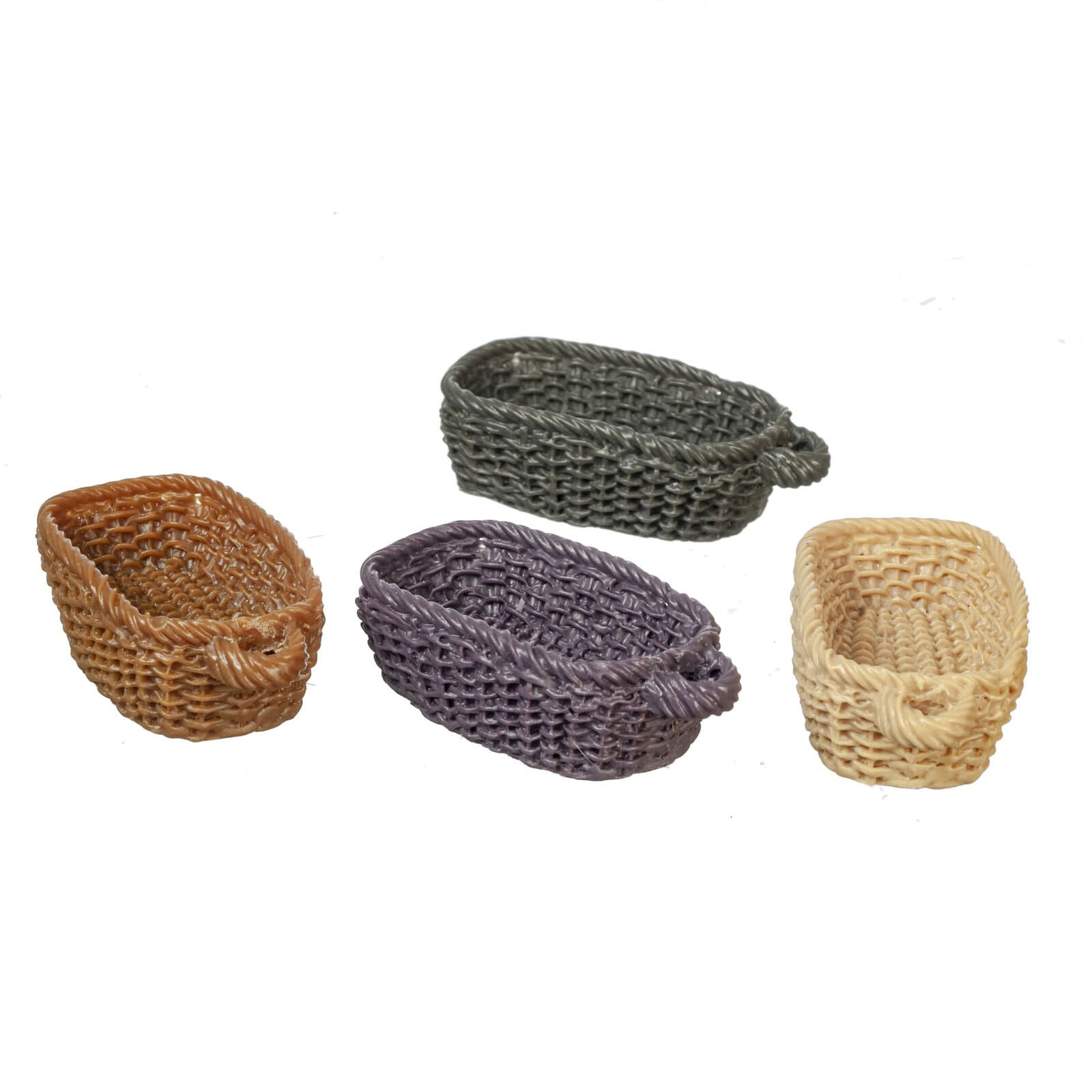 Dollhouse Miniature Oval Baskets, Set of 4
