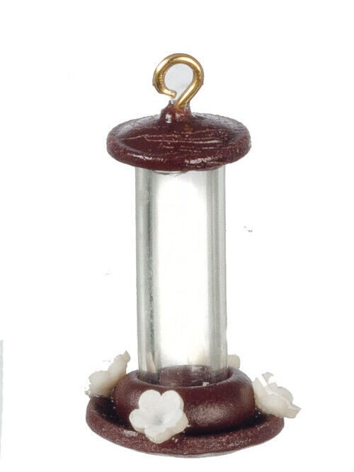 Dollhouse Miniature Hummingbird Feeder  Dark Red