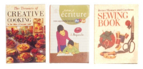 Dollhouse miniature books with pages set of 3