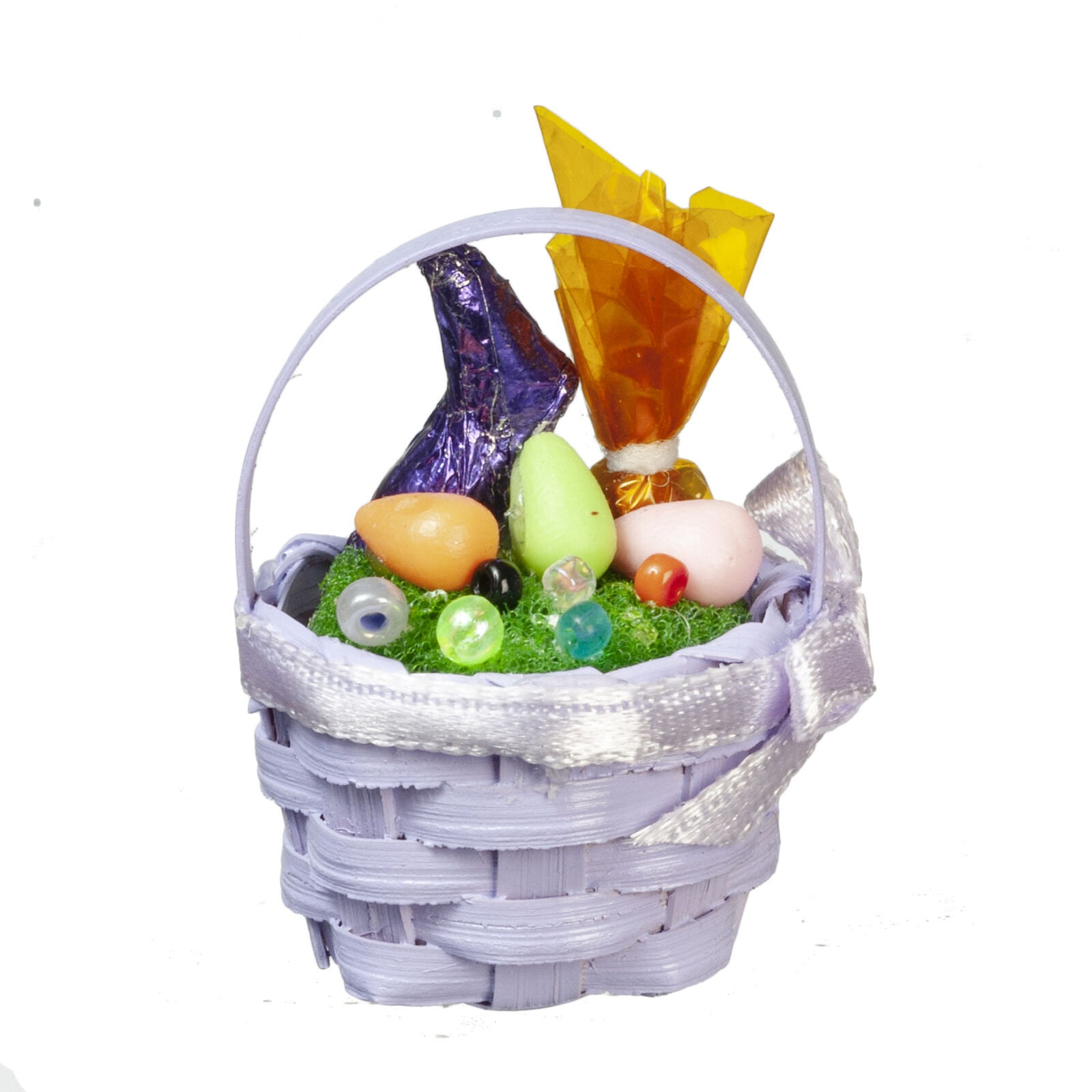Dollhouse Miniature Filled Easter Basket - Lavender