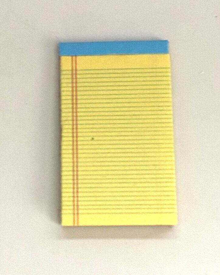 Dollhouse Miniature Lined Legal Pad Yellow  - Handcrafted