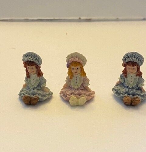 Dollhouse Miniature Set of 3 Doll Figurines Handpainted by Jeanetta Kendall