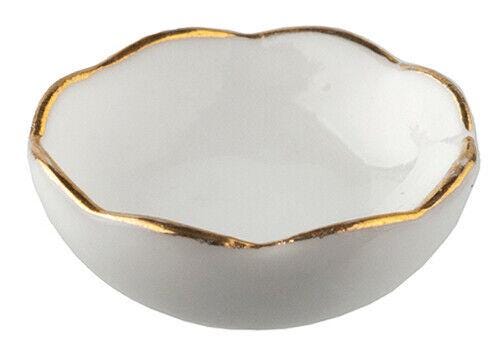 Dollhouse miniature white scalloped bowls, set of 2