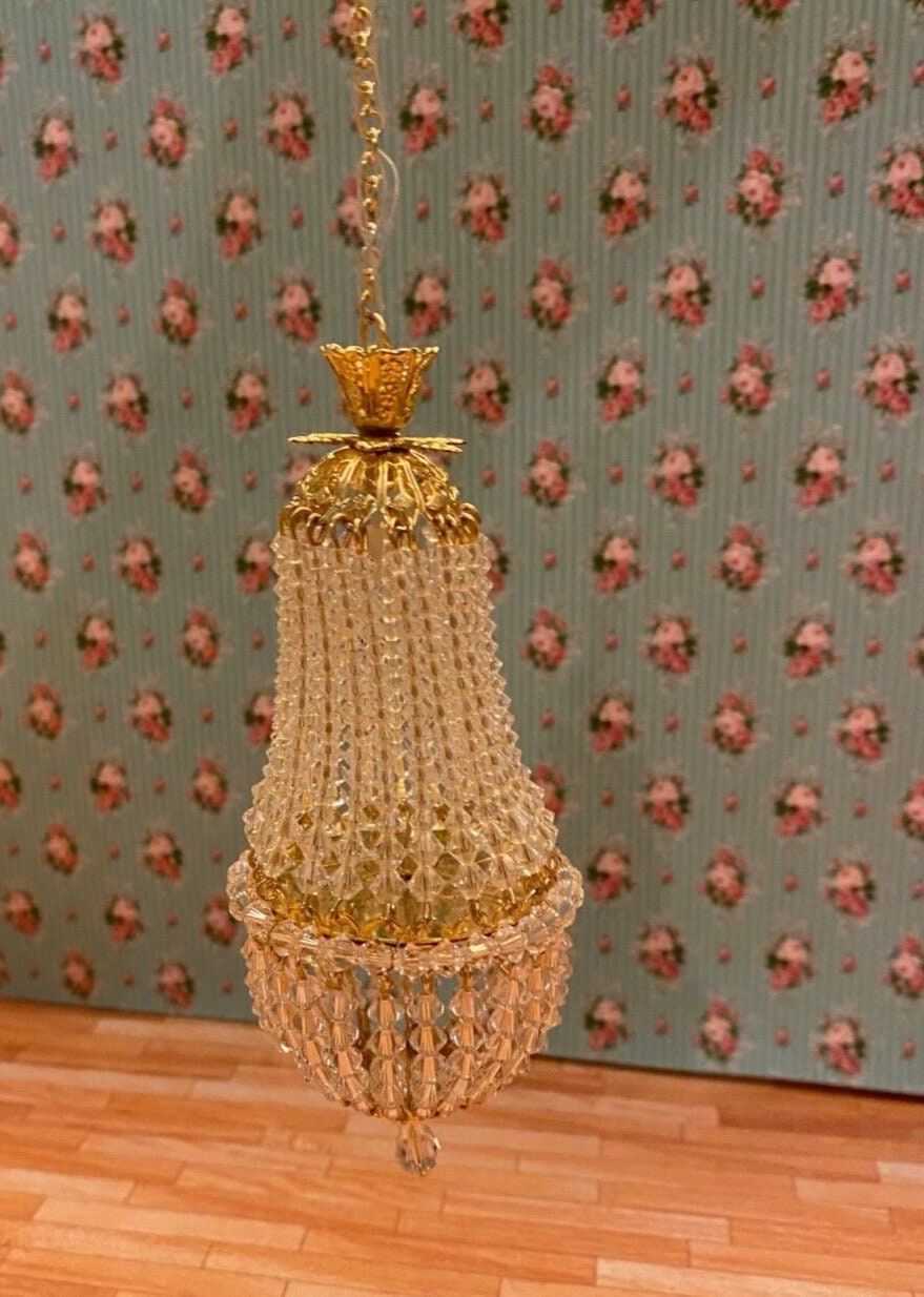Miniature Dollhouse Chloe Chandelier 12V - Handcrafted by Warren Richardson