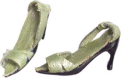 Dollhouse Miniature Green High Heels by Falcon Miniatures
