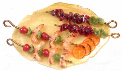 Dollhouse Miniature Shrimp/Meat Shish-Ka-Bobs by Falcon Miniatures