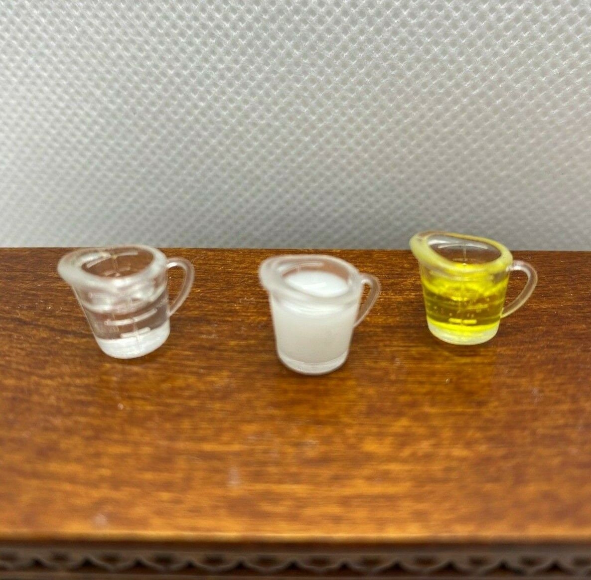 Dollhouse Miniature Filled  Measuring Cups Set of 3