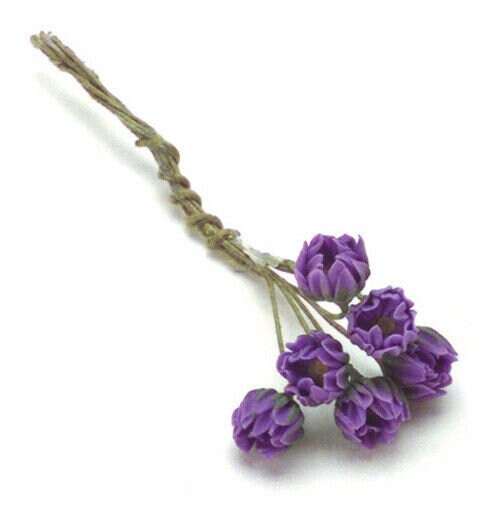 Dollhouse Miniature Purple Water Lily Set of 6 Half Bloom