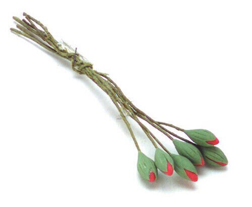Dollhouse Miniature Hot Pink Water Lily Bud Set of 6