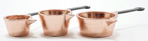 Dollhouse Miniature Copper Pots Pack of 3