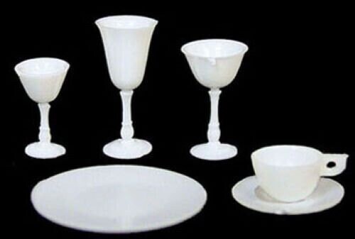 Dollhouse Miniature 4 Place White Dishes/Stemware Kit, 24 Pieces