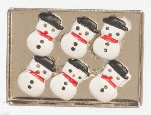 Dollhouse Miniature Snowman Cookies on Baking Tray
