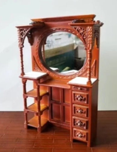 Dollhouse Miniature Barber Cabinet in Walnut - Platinum Collection