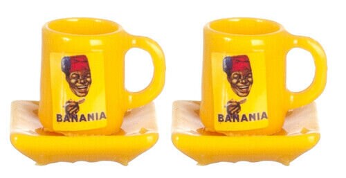 Dollhouse Miniature Banania Mugs and Plates