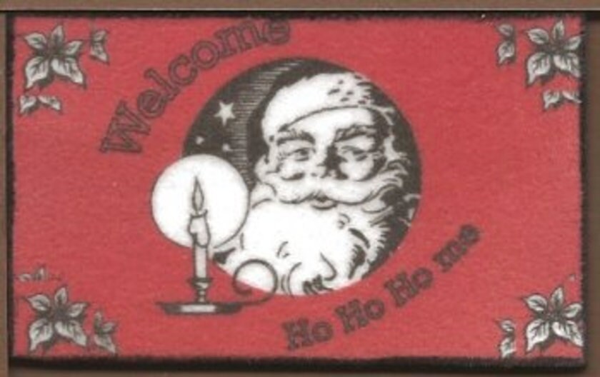 Dollhouse Miniature Welcome Mat - Ho Ho Ho Red  Handcrafted