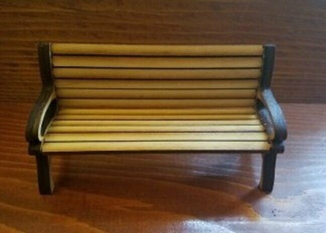 Dollhouse miniature slat bench
