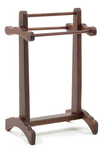 Dollhouse miniature walnut towel rack