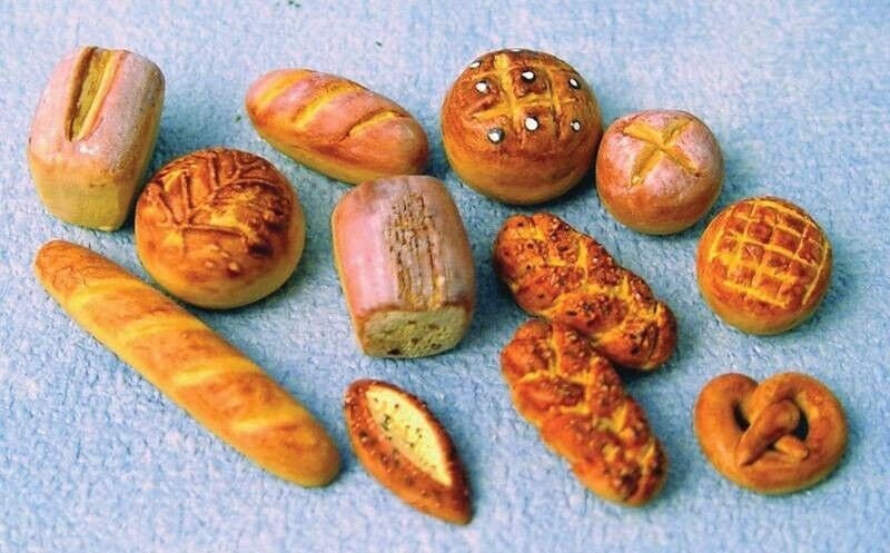 Dollhouse Miniature Pack of 12 Assorted Breads