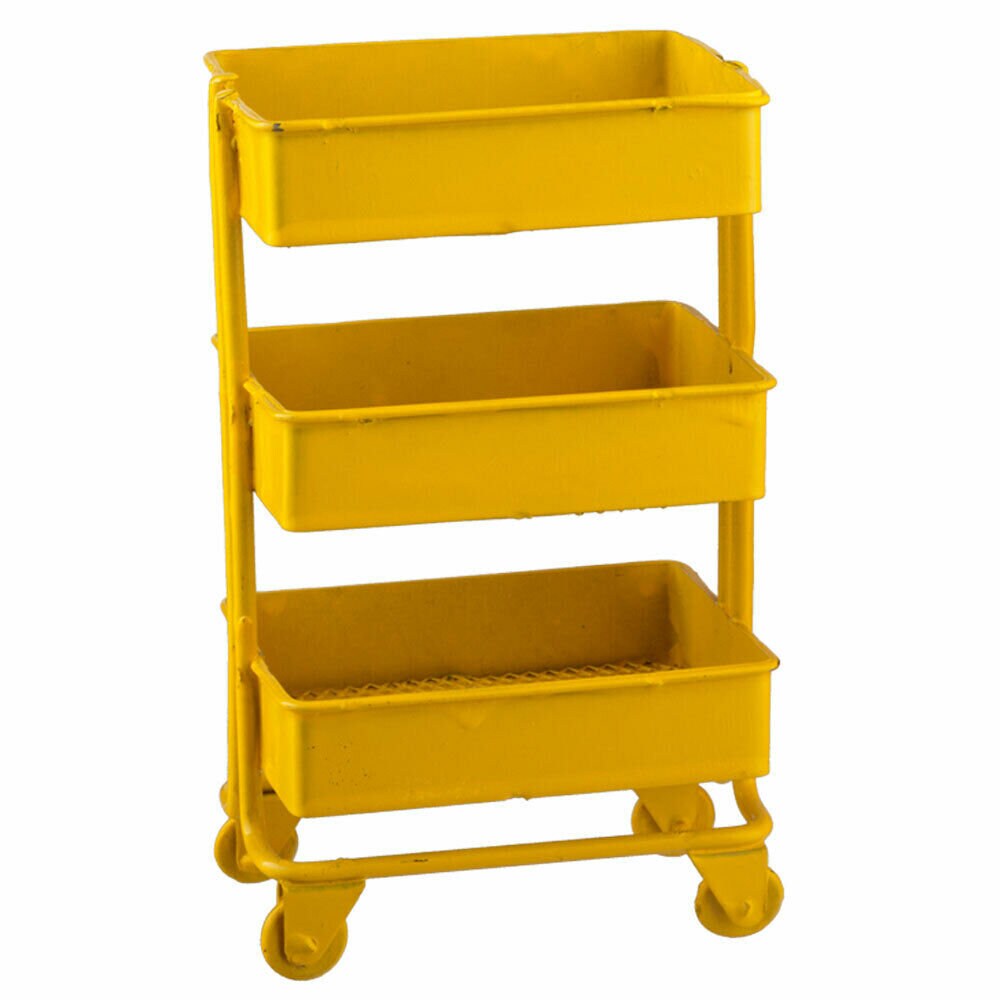 Dollhouse miniature large yellow utility cart