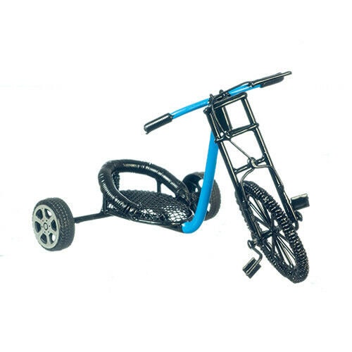 Dollhouse miniature blue and black pedal car