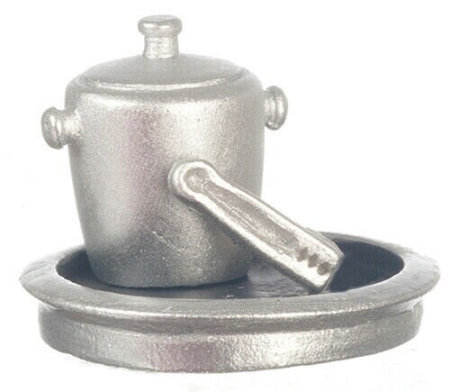 Dollhouse miniature resin modern ice bucket tray with tray