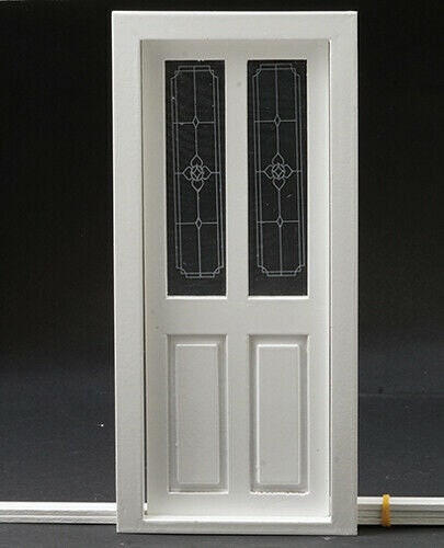 Dollhouse miniature transom door, white