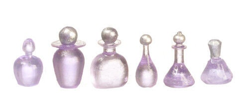 Dollhouse Miniature Assorted Bottles - 6 Pieces - Lavender