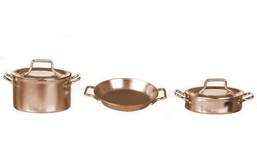 Dollhouse Miniature Copper Pot Set of 5