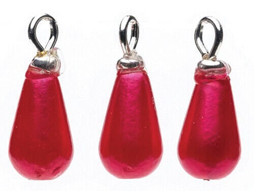 Dollhouse Miniature Red Drop Ornaments, Set of 3