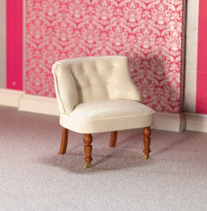 Dollhouse Miniature White Bijoux Chair