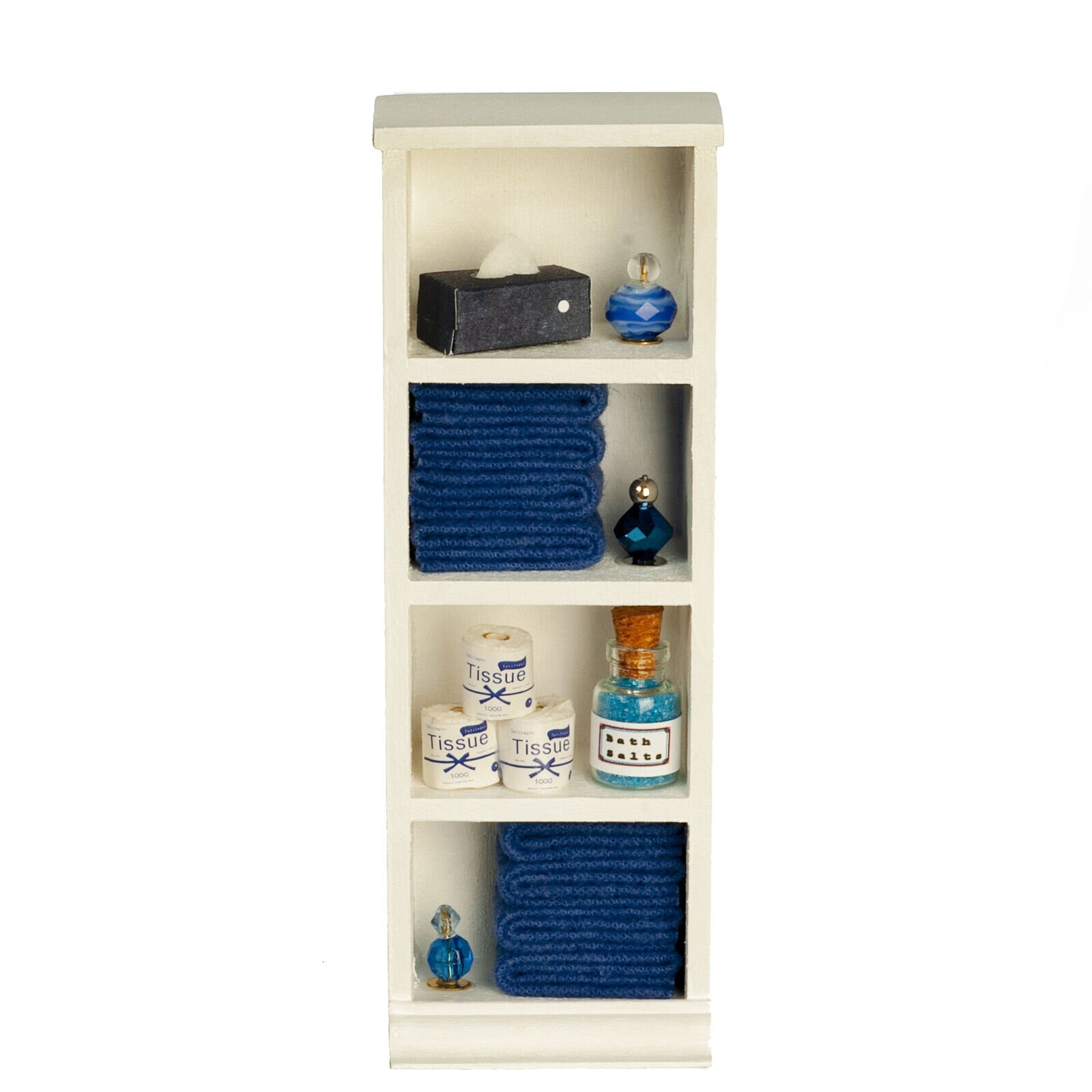 Dollhouse Miniature Narrow Bath Cabinet - Dark Blue