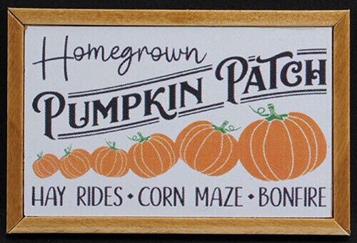 Dollhouse Miniature Homegrown Pumpkin Patch with Oak Frame