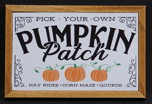 Dollhouse Miniature Pick Your Own Pumpkin Patch with Oak Frame
