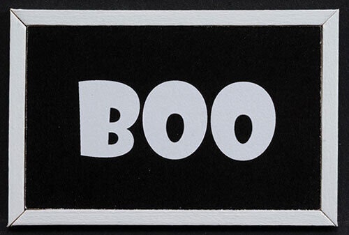 Dollhouse Miniature Boo Picture with White Frame