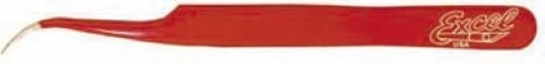 Slant Point Tweezers for Crafts - Stainless Steel,  Red