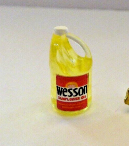 Dollhouse Miniature Bottle of Wesson Sunflower Oil - Handcrafted