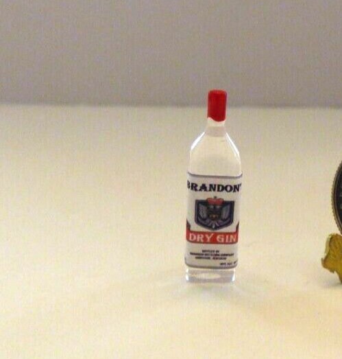 Dollhouse Miniature Dry Gin Bottle - Handcrafted