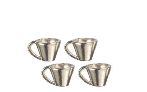 Dollhouse Miniature Silver Cups, Set of 4