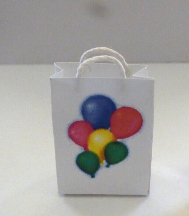 Dollhouse Miniature Balloon Gift or Shopping Bag - Handcrafted
