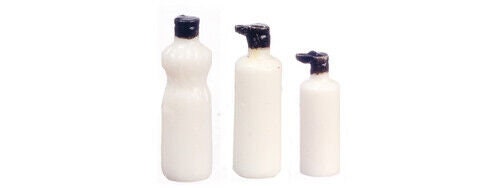 Dollhouse Miniature Assorted Bottles - 3 Pieces - White